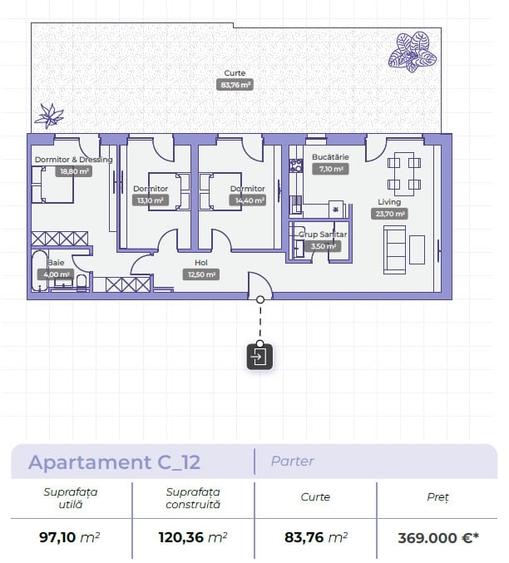 Apartament cu 4 camere în Pipera