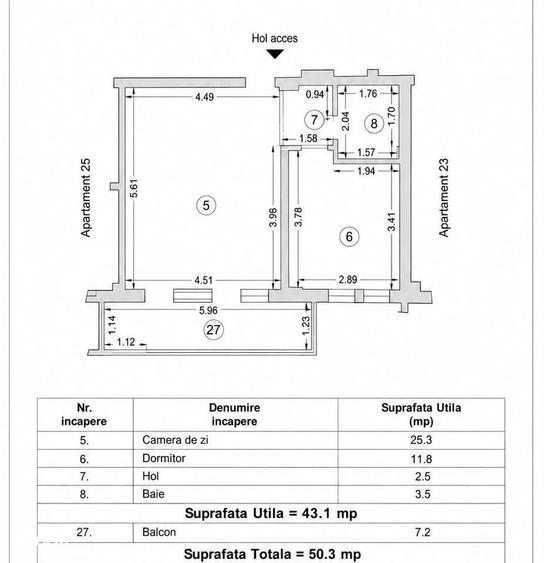 Apartament cu 2 camere în Nord