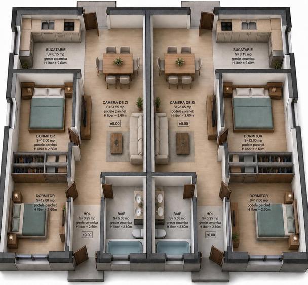 Duplex cu 3 camere cu Teren 356 Mp în Moșnița Nouă