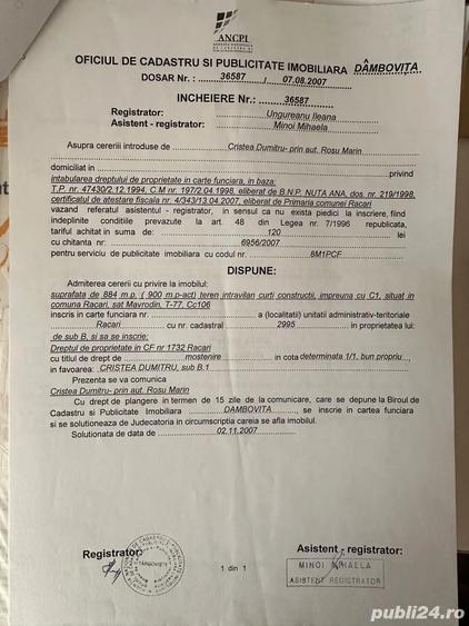 Teren de 884 mp, în Răcari
