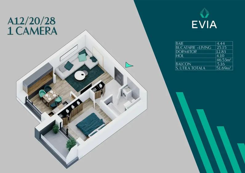 Apartament cu 2 camere în Theodor Pallady
