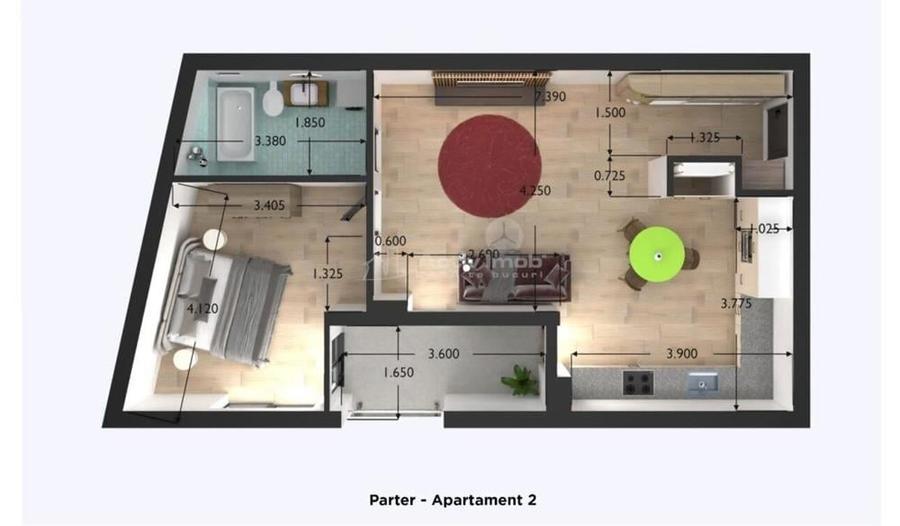 Apartament cu 2 camere decomandat în Cetății