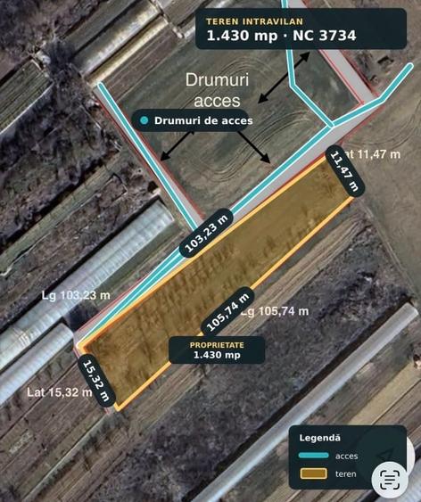 Teren Construcții intravilan de 1430 mp, în Copăceni