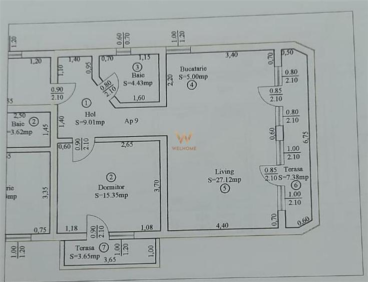 Apartament cu 2 camere decomandat în Turnișor