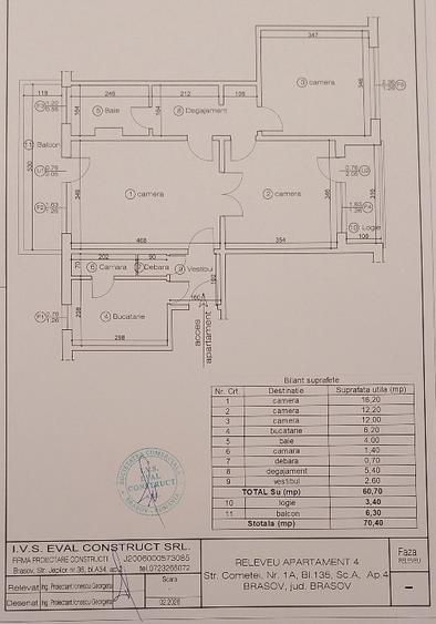 Apartament cu 3 camere semidecomandat în Astra