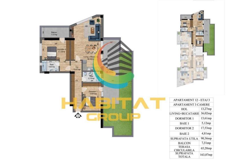 Apartament cu 3 camere în Giurgiului