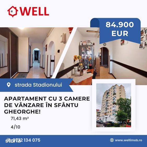 Apartament cu 3 camere decomandat în Central