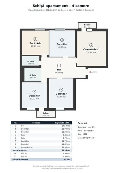 Apartament cu 4 camere în Decebal
