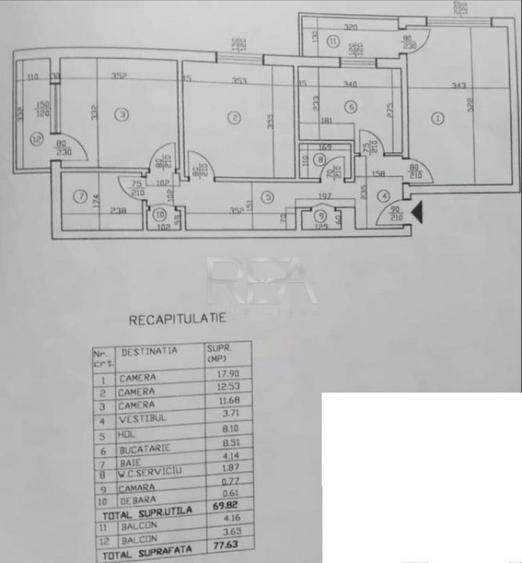 3 camere Doroban?i decomandat, inst. schimb., an 1983, 78 m - 1
