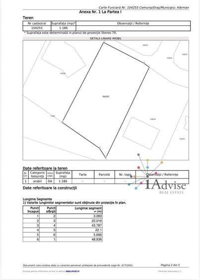 Teren Construcții intravilan de 1186 mp, în Sânpetru