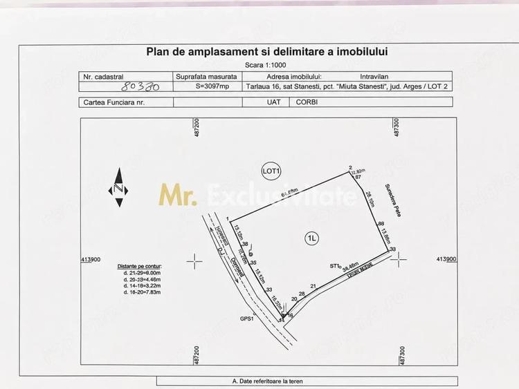 Teren de 3097 mp, în Corbi
