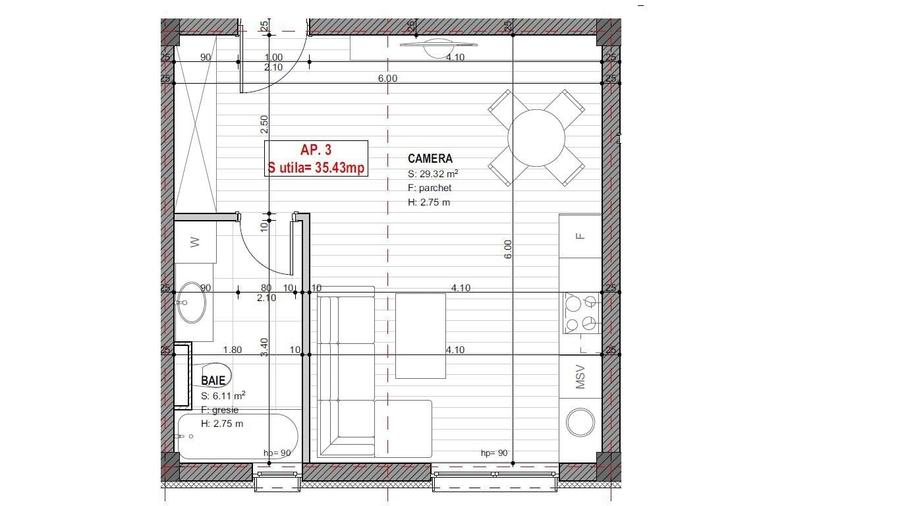 Apartament cu 2 camere semidecomandat în Girocului