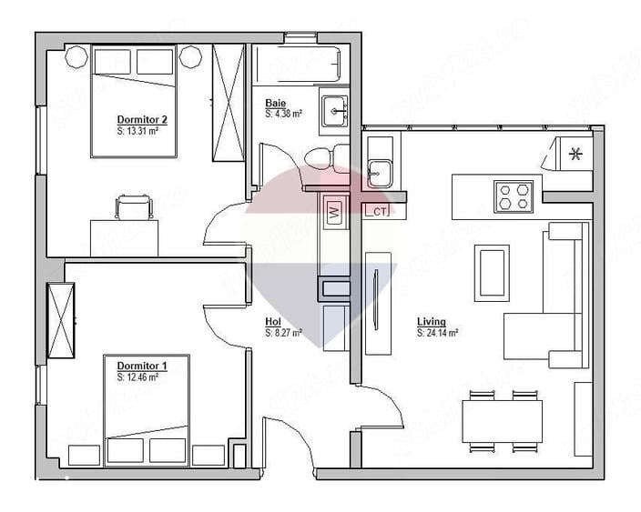 Apartament cu 3 camere în Faleza Nord