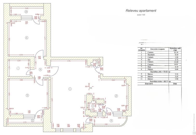Apartament cu 3 camere decomandat, mobilat în Unirii