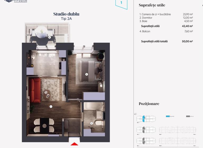 Apartament cu 2 camere decomandat în Theodor Pallady