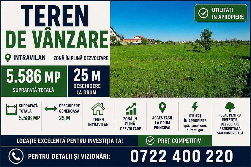 Teren Construcții intravilan de 5600 mp, în Nord-Est