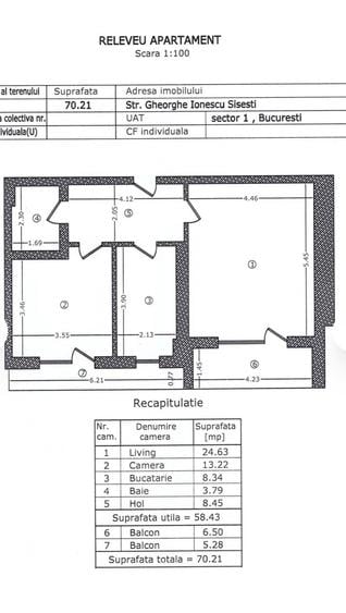 Apartament cu 2 camere în Sisești