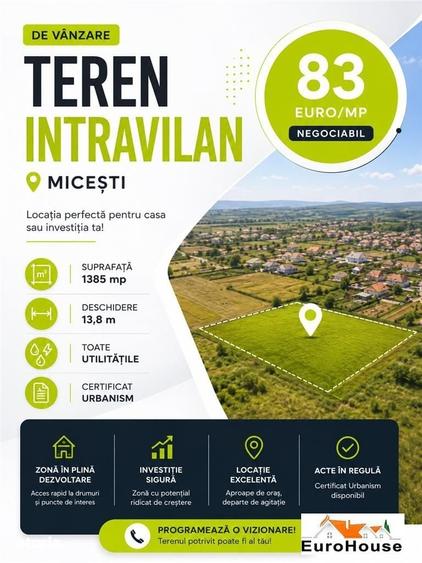 Teren Intravilan De Vanzare Micesti , 1385mp - 1