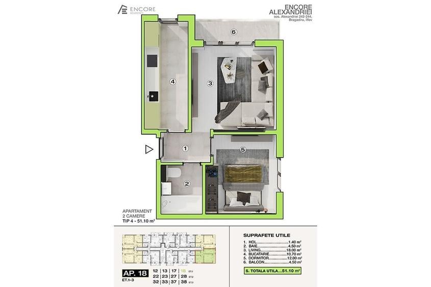 Apartament 2 camere - incalzire in pardoseala - Sos. Alexandriei - 8