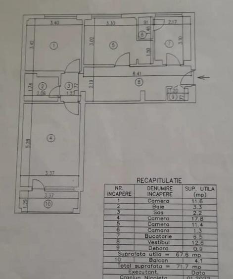 Apartament cu 3 camere decomandat în 1 Decembrie 1918