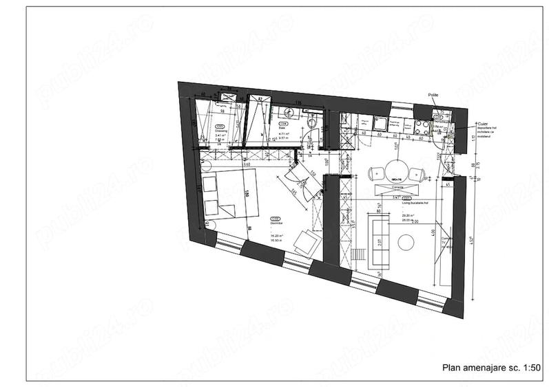 Apartament cu 2 camere decomandat în Centrul Istoric
