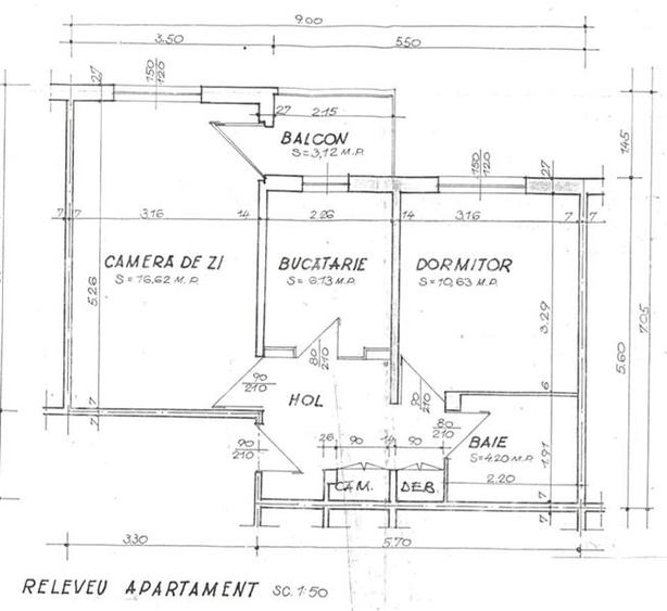 Apartament cu 2 camere decomandat în Cantacuzino