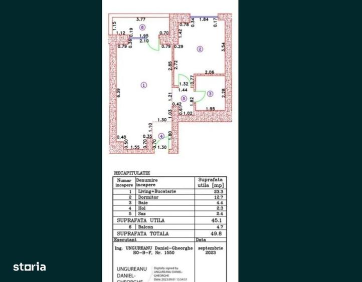 Apartament cu 2 camere semidecomandat în Central