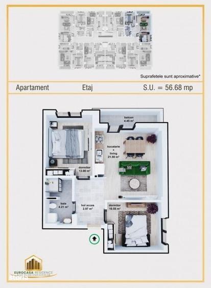 Apartament cu 3 camere în Chiajna