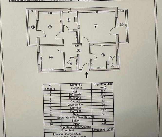 Apartament cu 3 camere decomandat în Ultracentral