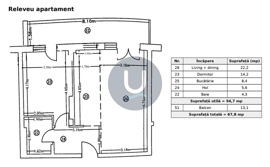 Apartament cu 2 camere decomandat, mobilat în Voluntari