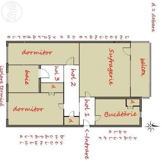 Apartament cu 3 camere decomandat în Ultracentral