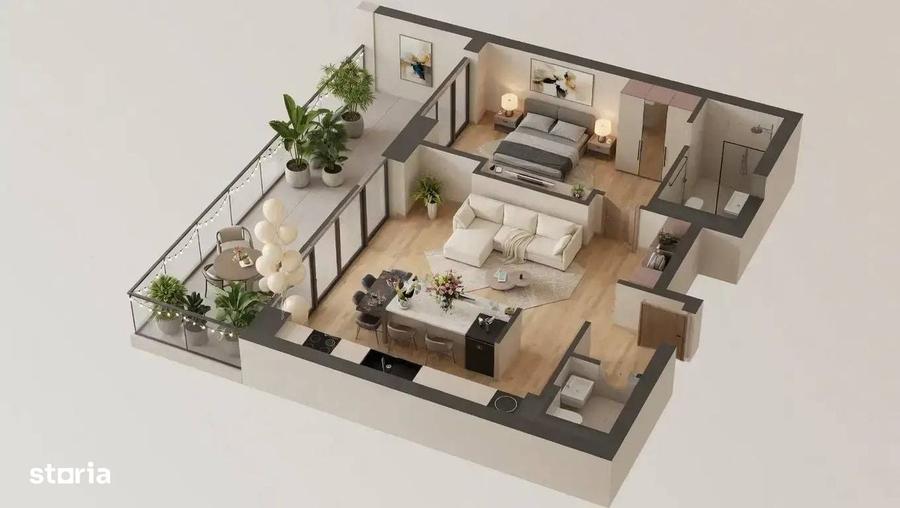 Apartament cu 2 camere semidecomandat în Nord — fotografia 1