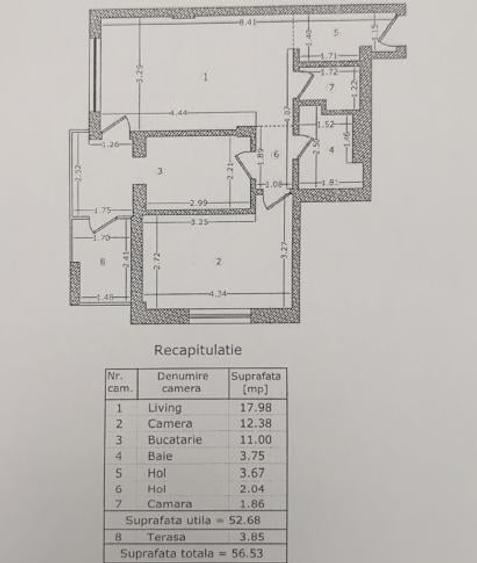 Apartament cu 2 camere semidecomandat în Lujerului