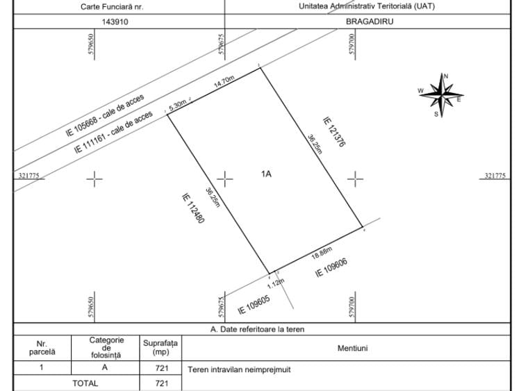 Teren Construcții intravilan de 721 mp, în Central