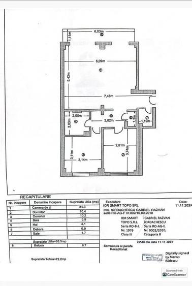 Apartament cu 3 camere decomandat în Găvana
