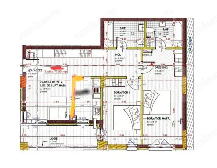 Apartament cu 4 camere semidecomandat în Florești