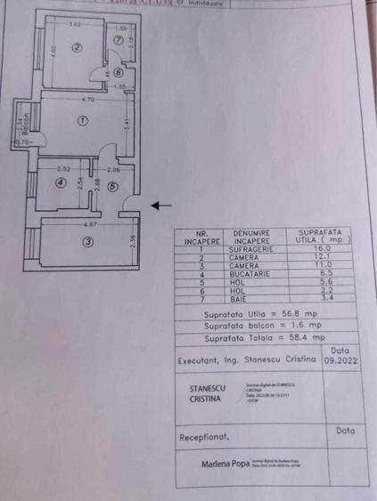 Apartament cu 3 camere semidecomandat în Cina