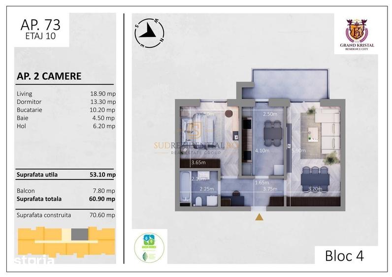Apartament cu 2 camere, mobilat în Central