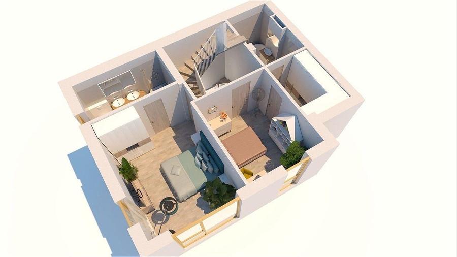Duplex cu 4 camere cu Teren 200 Mp în Odăile