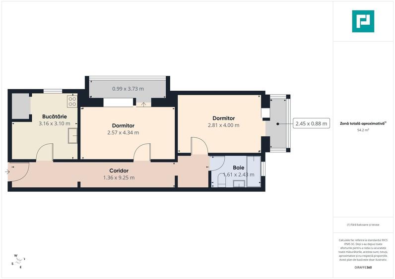 Apartament cu 2 camere decomandat în Micălaca