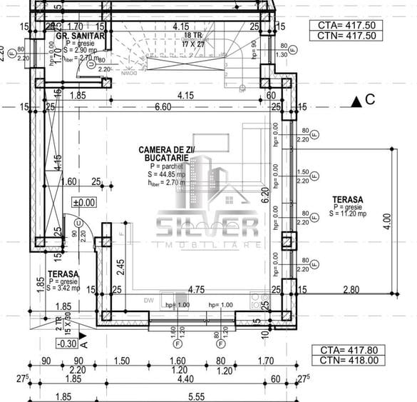 Duplex cu 5 camere cu Canalizare în Câmpului