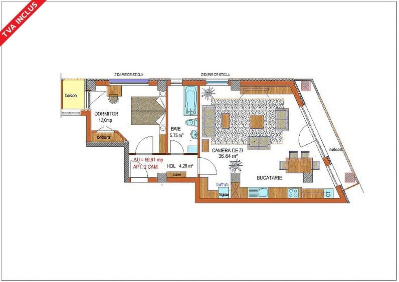 Apartament cu 2 camere decomandat în Nord