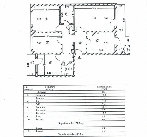 Apartament cu 2 camere decomandat în Războieni