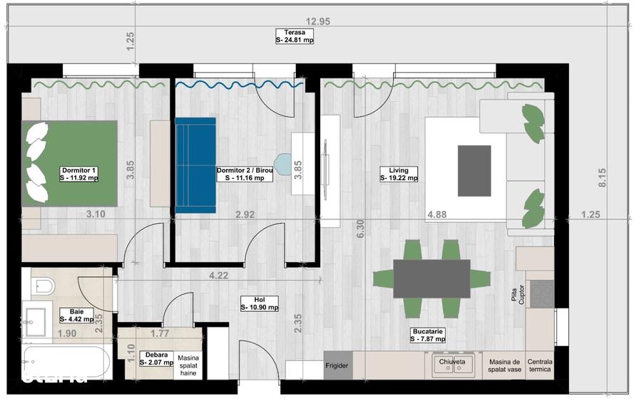 Ap. modern, bloc nou, mobilat si utilat, terasa 25mp, Junior Residence - 5