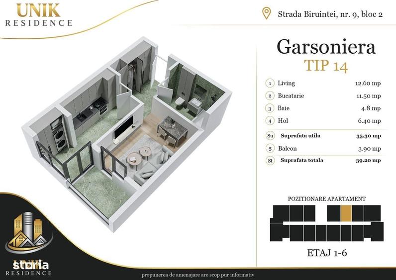Garsoniera 35 mp|Strada Biruintei | Metrou Berceni si Dimitrie Leonida - 6