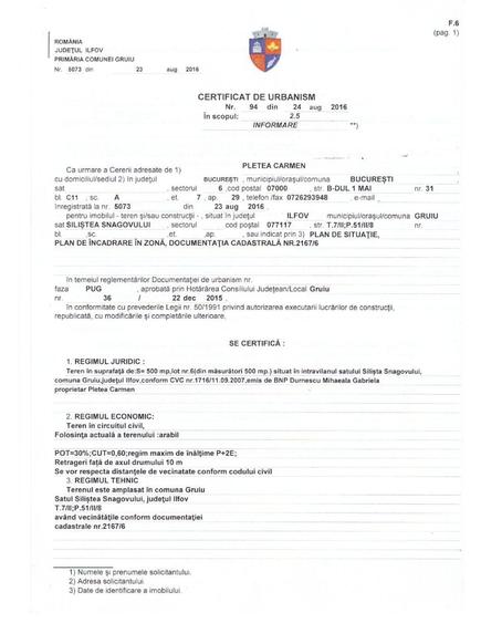 Teren de 500 mp, în Siliștea Snagovului