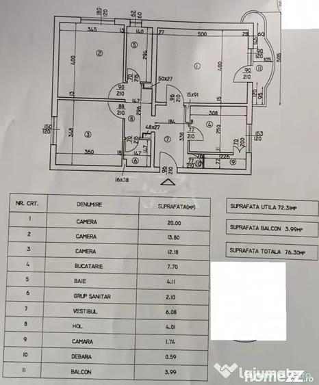 Apartament cu 3 camere decomandat în Unirii