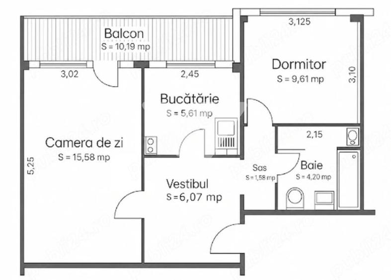 Apartament cu 2 camere decomandat, mobilat în Calea Dumbrăvii