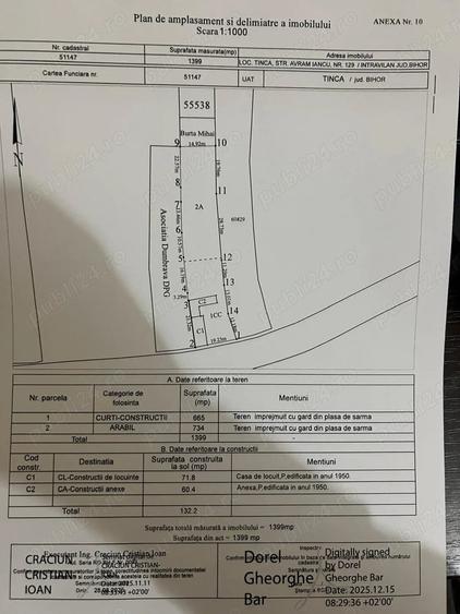 Casă cu 1 camere cu Teren 1390 Mp în Tinca