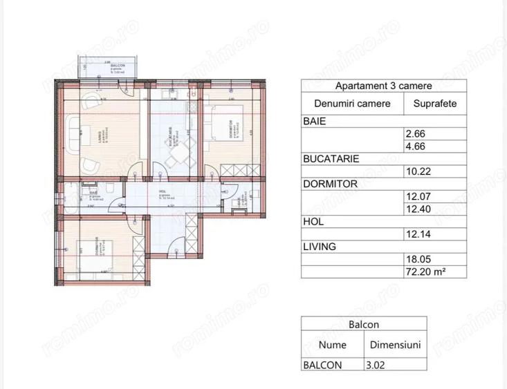 Apartament cu 3 camere decomandat în Sânpetru